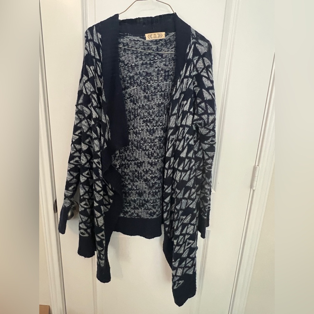 Pink Rose Navy and White Knit Cardigan